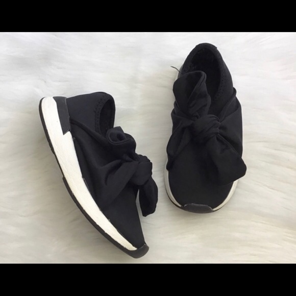 black slip on shoes with bow
